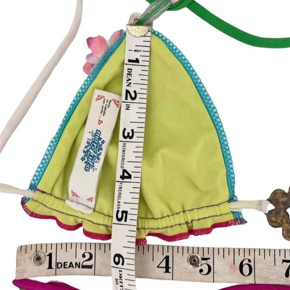 Rare Y2K Mar Acuba Colorful Triangle Bikini Set Fairycore Coquette S - Picture 9 of 14